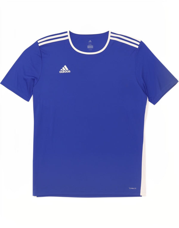 Adidas T-Shirt Homme Top 2XL Bleu Colorblock Polyester Sports