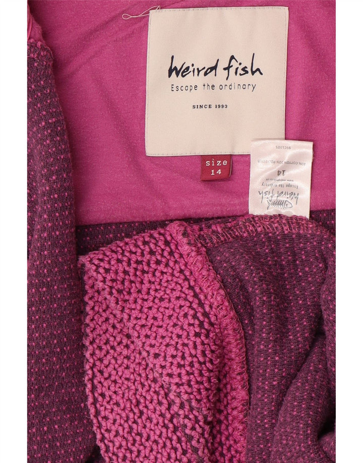 WEIRD FISH Womens Tracksuit Top Jacket UK 14 Large Pink Cotton
