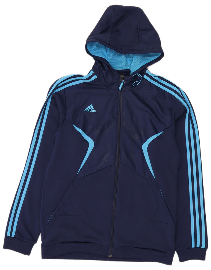 Adidas Pull à capuche zippé pour homme Bleu marine moyen Polyester