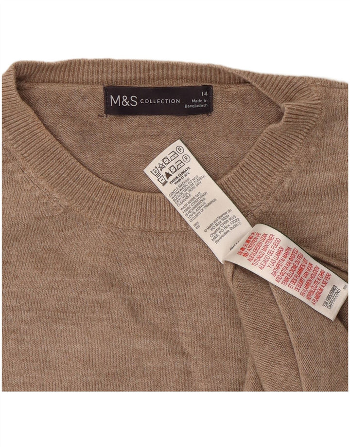 Marks & Spencer Pull à col rond pour femme UK 14 Acrylique beige moyen