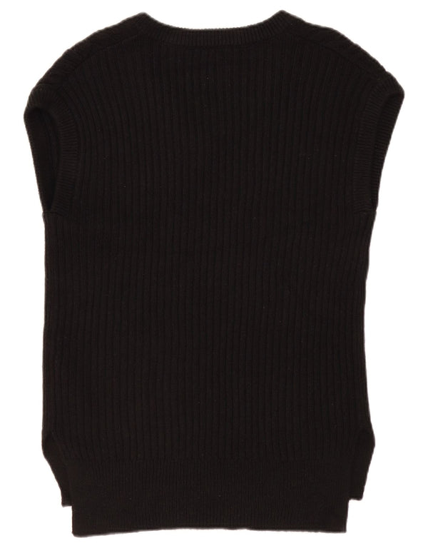 MARKS & SPENCER Débardeur surdimensionné pour femme UK 10 Petit coton noir