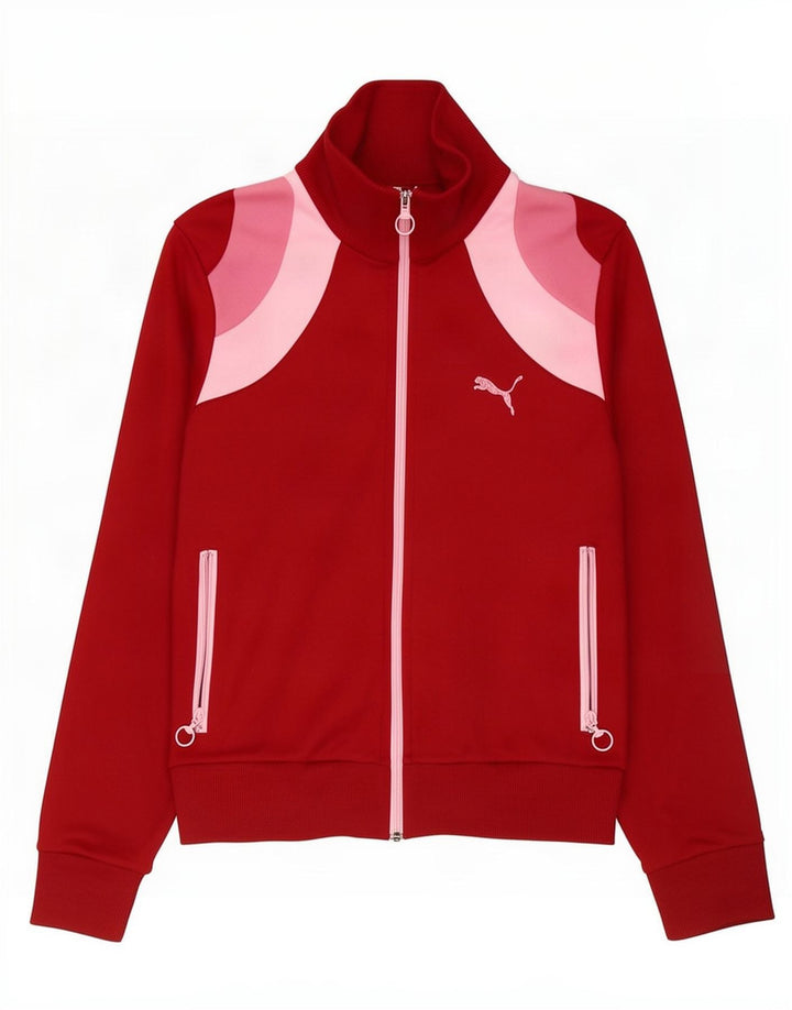 Puma Veste de survêtement pour femme UK 12 Rouge moyen Polyester colour block