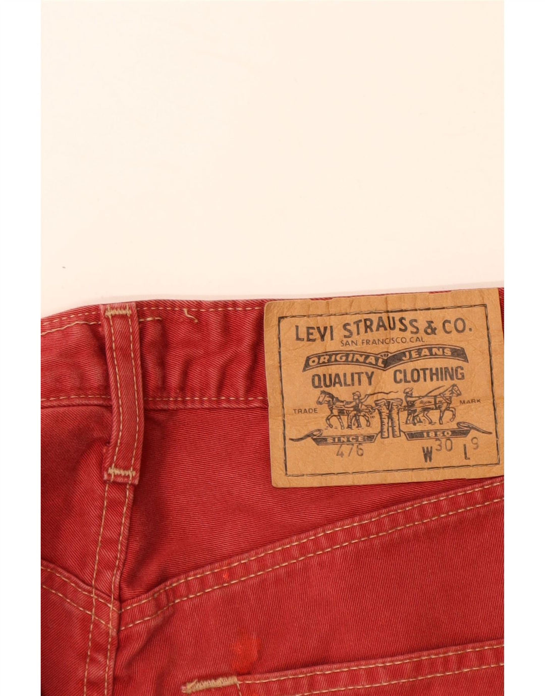 LEVI'S Short en Jean 476 W30 Homme Rouge Moyen Coton