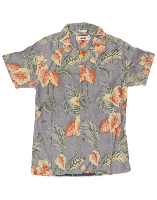 Tommy Hilfiger Chemise à manches courtes pour homme Coupe classique XS Bleu floral hawaïen