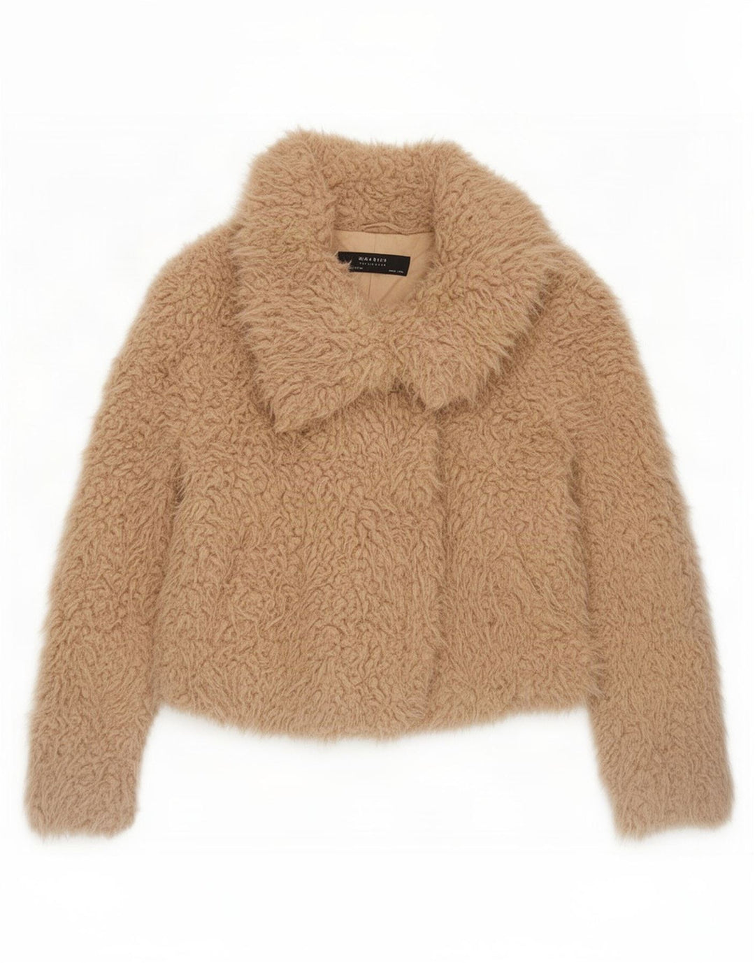 Zara Womens Teddy Bear Bomber Veste UK 14 Beige Moyen
