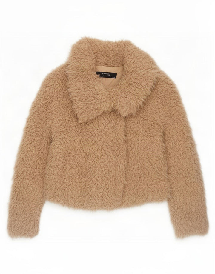 Zara Womens Teddy Bear Bomber Veste UK 14 Beige Moyen