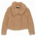Zara Womens Teddy Bear Bomber Veste UK 14 Beige Moyen
