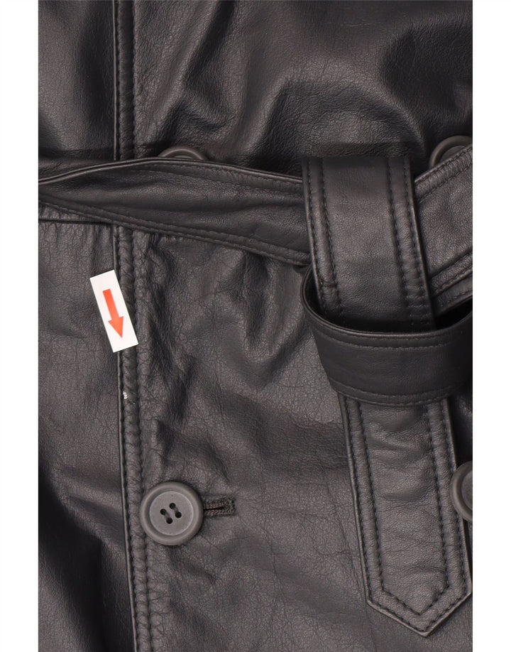 Machiavelli Manteau Croisé En Cuir Pour Homme IT 48 Cuir Gris Moyen