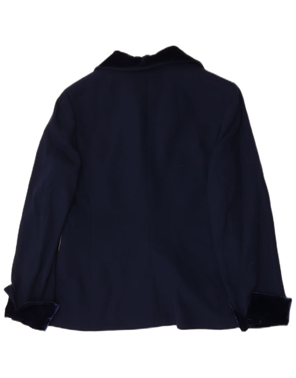 Luisa Spagnoli Veste Blazer 3 Boutons Femme IT 46 Large Laine Bleu Marine