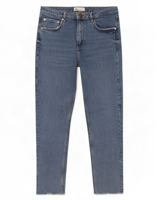 Zara Jean fuselé pour femme EU 42 Large W32 L26 Bleu Coton