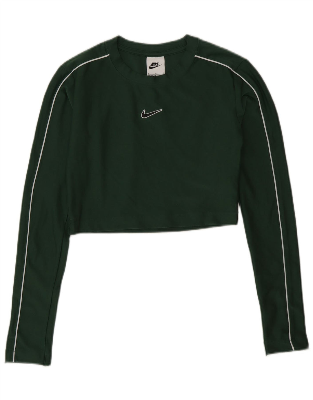Nike Girls Crop Top Manches Longues 12-13 ans Large Vert Polyester