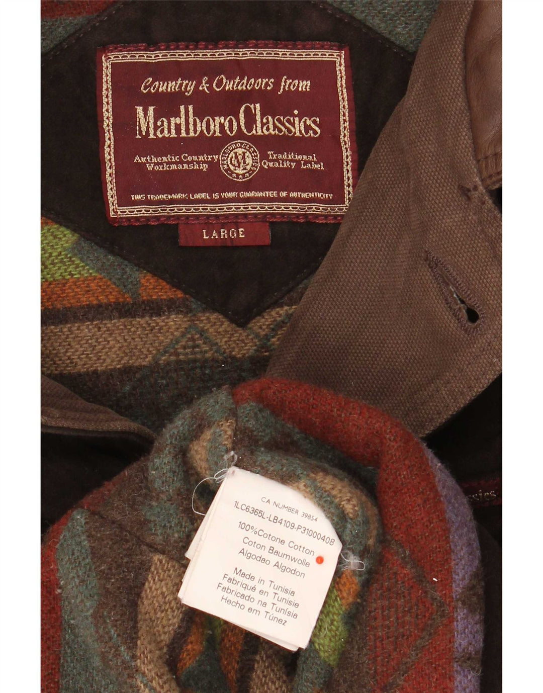 Marlboro Classics Veste utilitaire pour homme UK 40 Large Marron Coton