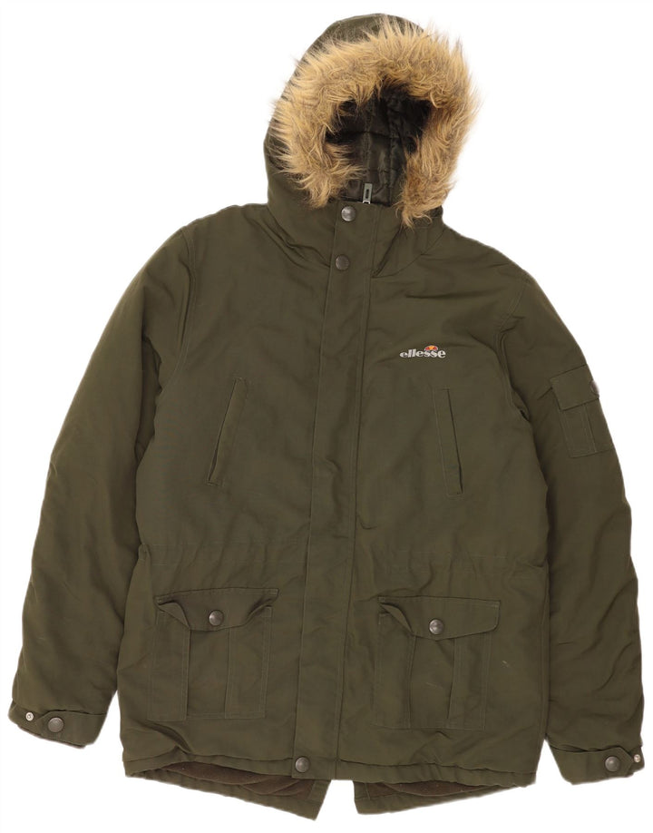 Ellesse Parka à capuche pour homme UK 38 Medium Khaki Nylon