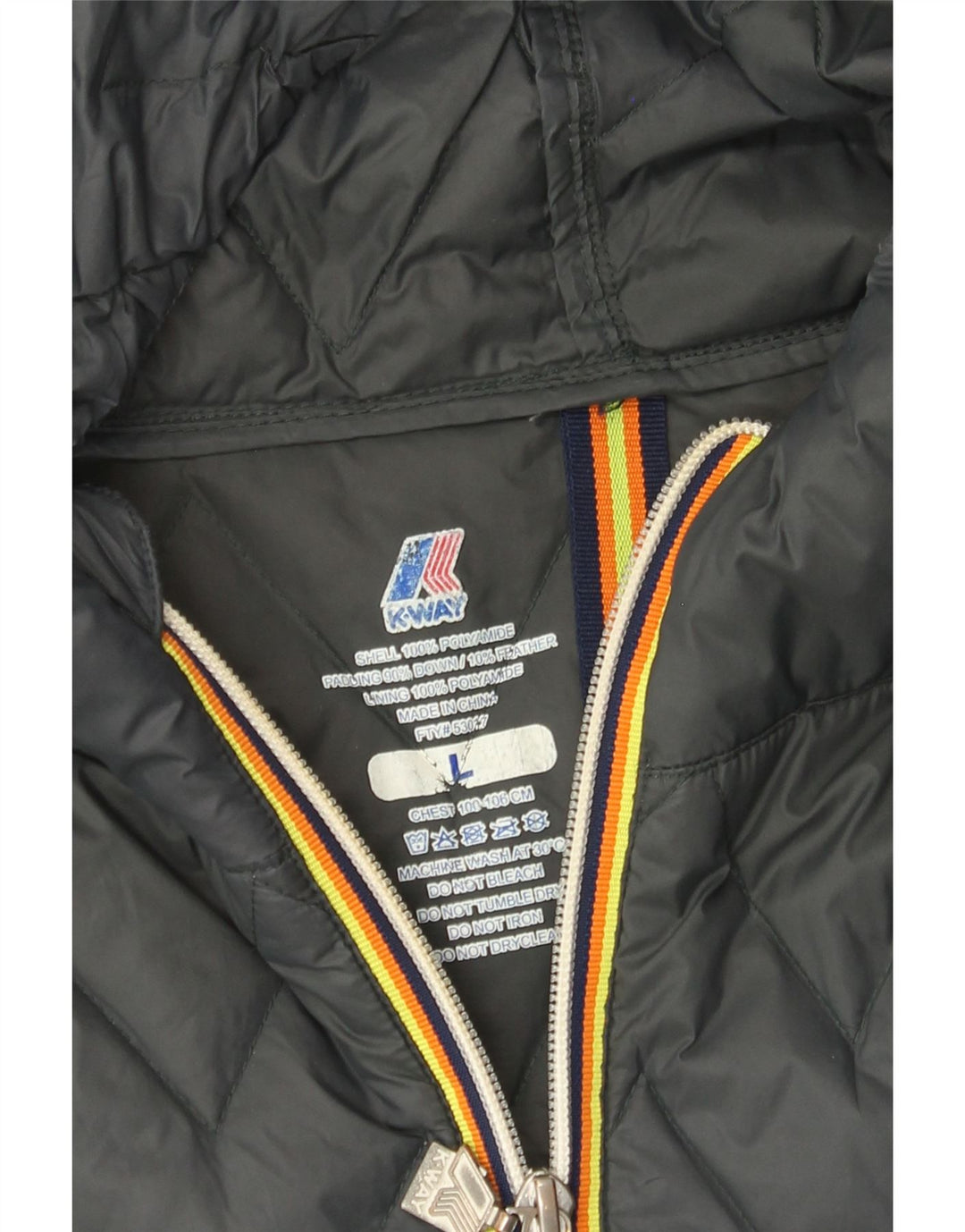 K-Way Veste matelassée à capuche pour homme UK 40 Large Gris Polyamide