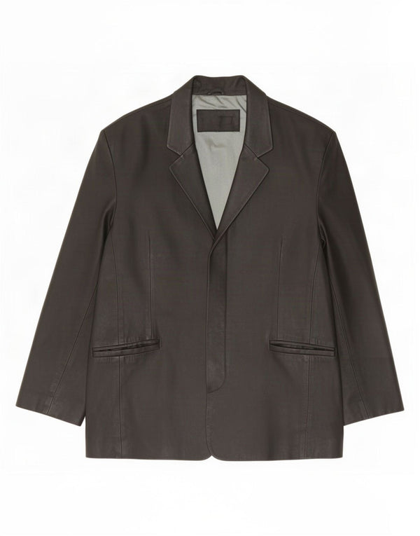 veste blazer en cuir homme vintage UK 42 XL Noir