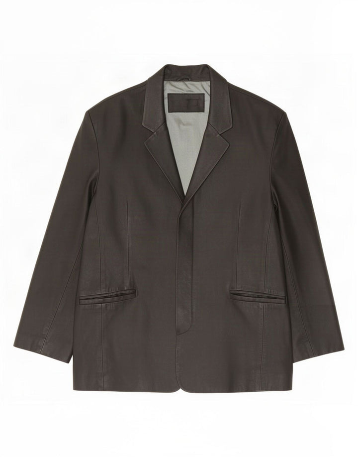 veste blazer en cuir homme vintage UK 42 XL Noir