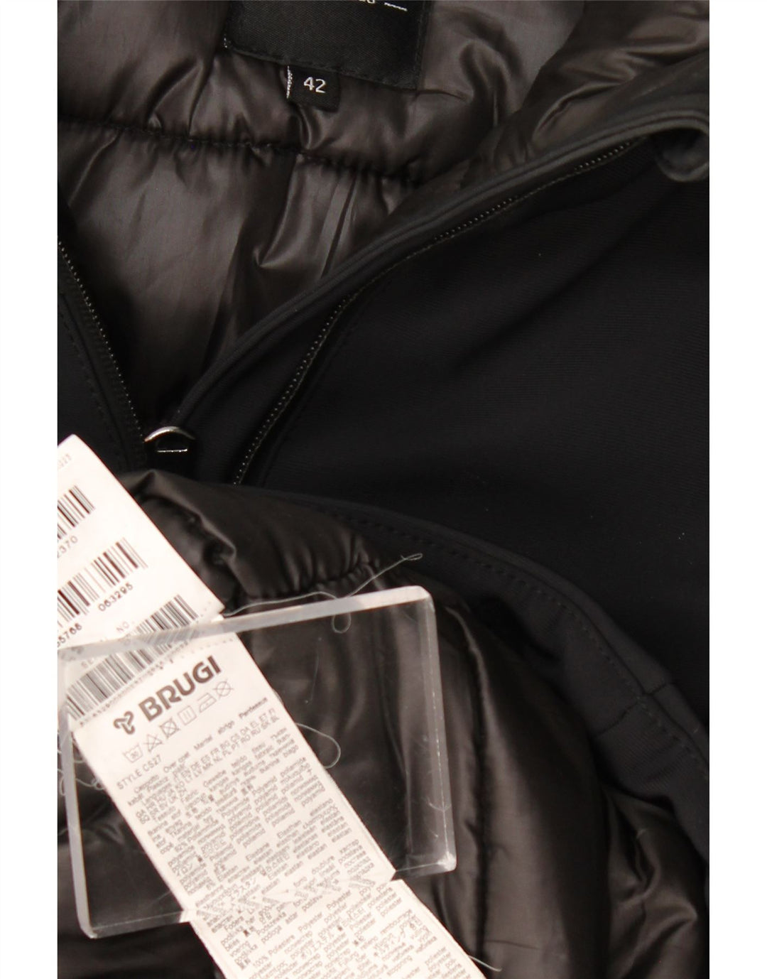 BRUGI Femme Manteau Rembourré À Capuche IT 42 Moyen Noir Polyamide