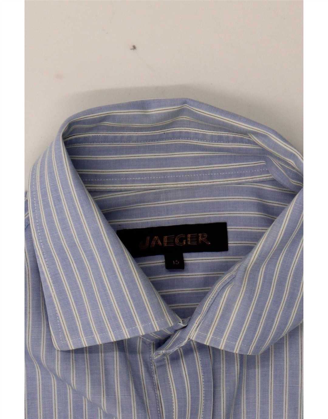 JAEGER Mens Shirt Size 15 Medium Blue Striped Cotton Vintage Jaeger and Second-Hand Jaeger from Messina Hembry 