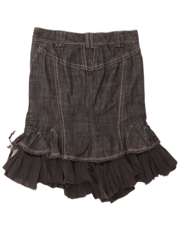 jupe en denim asymétrique femme vintage IT 46 Large W33 Coton Gris