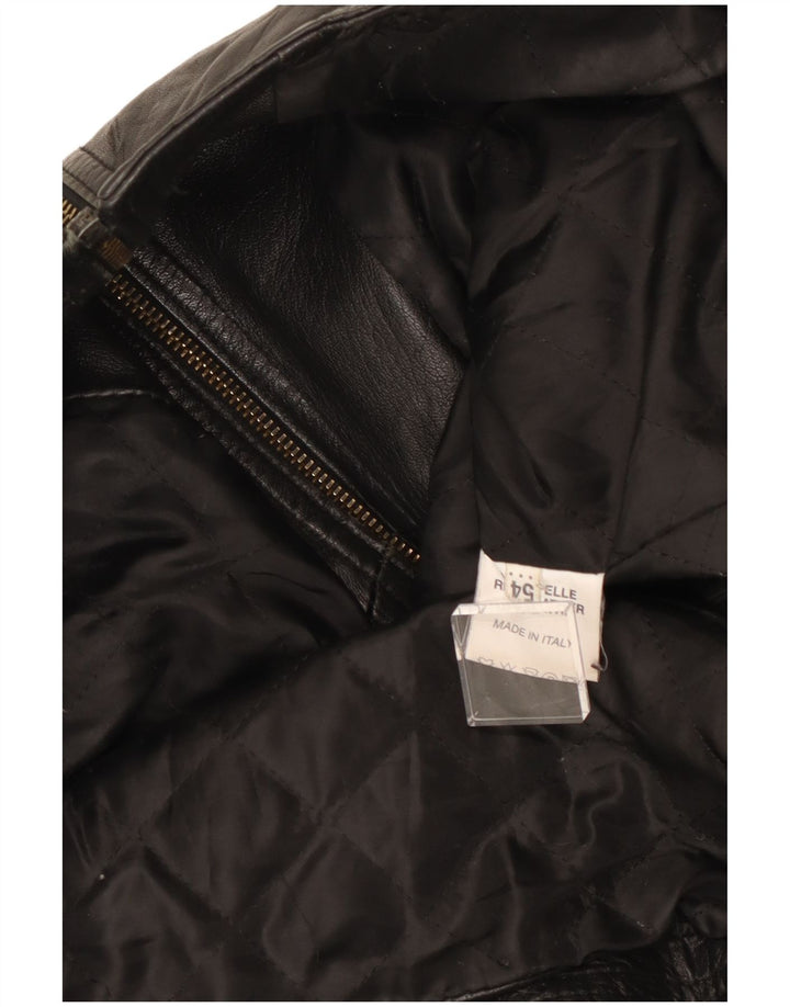 Vintage Mens Leather Racer Jacket IT 54 XL Black Leather