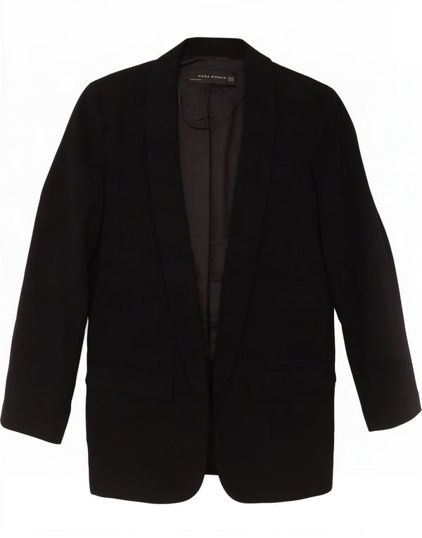 Zara Veste blazer ouverte à manches 3/4 pour femme UK 6 XS Noir Viscose