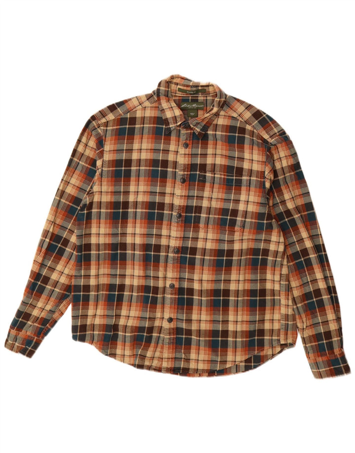 Eddie Bauer Chemise en flanelle pour homme en coton à carreaux beiges