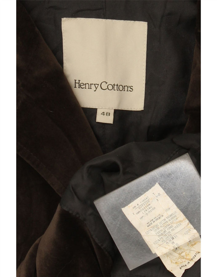 Henry Cottons Veste blazer en velours à 2 boutons pour femme IT 48 XL en coton marron