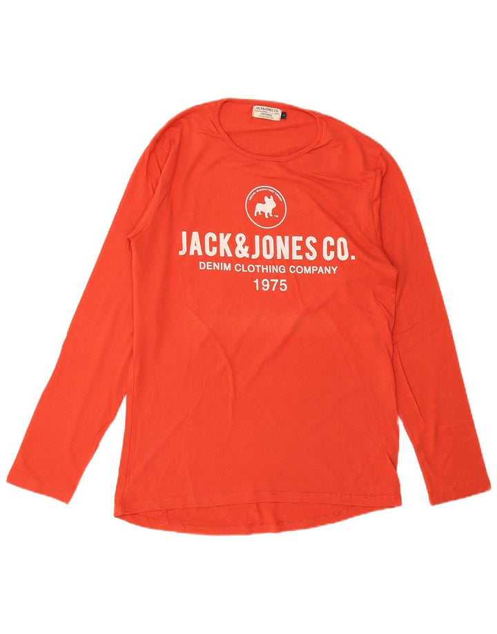 JACK & JONES Haut graphique à manches longues pour hommes, grand coton orange