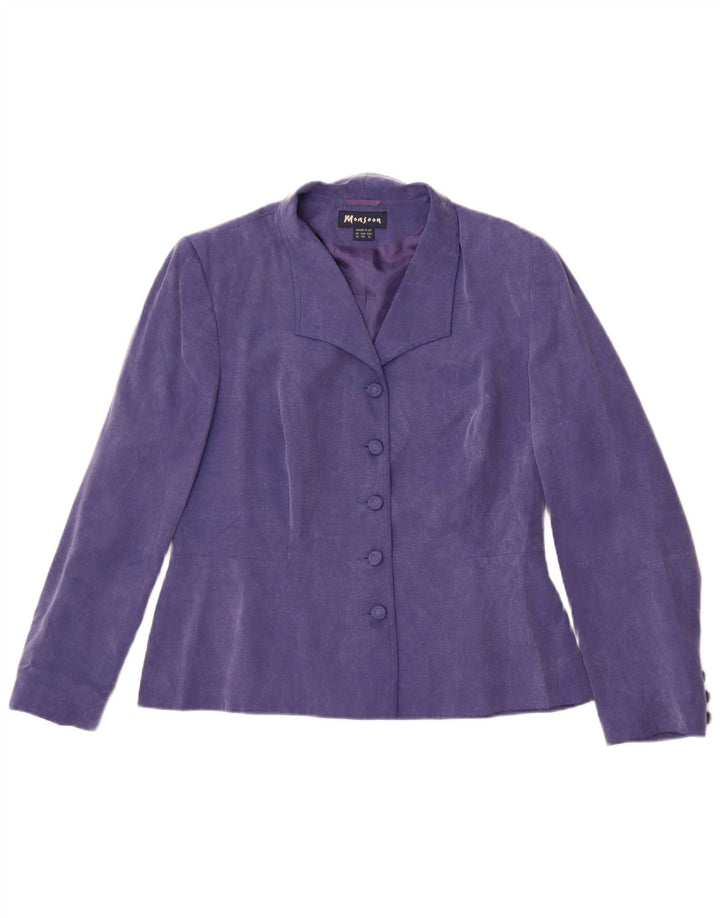 Monsoon Veste blazer à 5 boutons pour femme UK 16 Large Violet Cupro