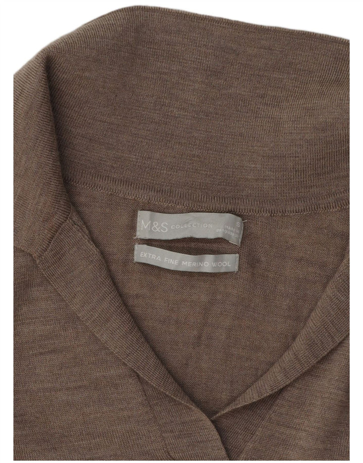 Marks & Spencer Pull à col polo pour femme UK 10 Petit Gris