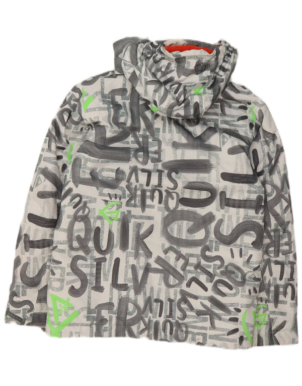 Quiksilver Veste de ski à capuche graphique pour garçon 13-14 ans Large Gris Polyester