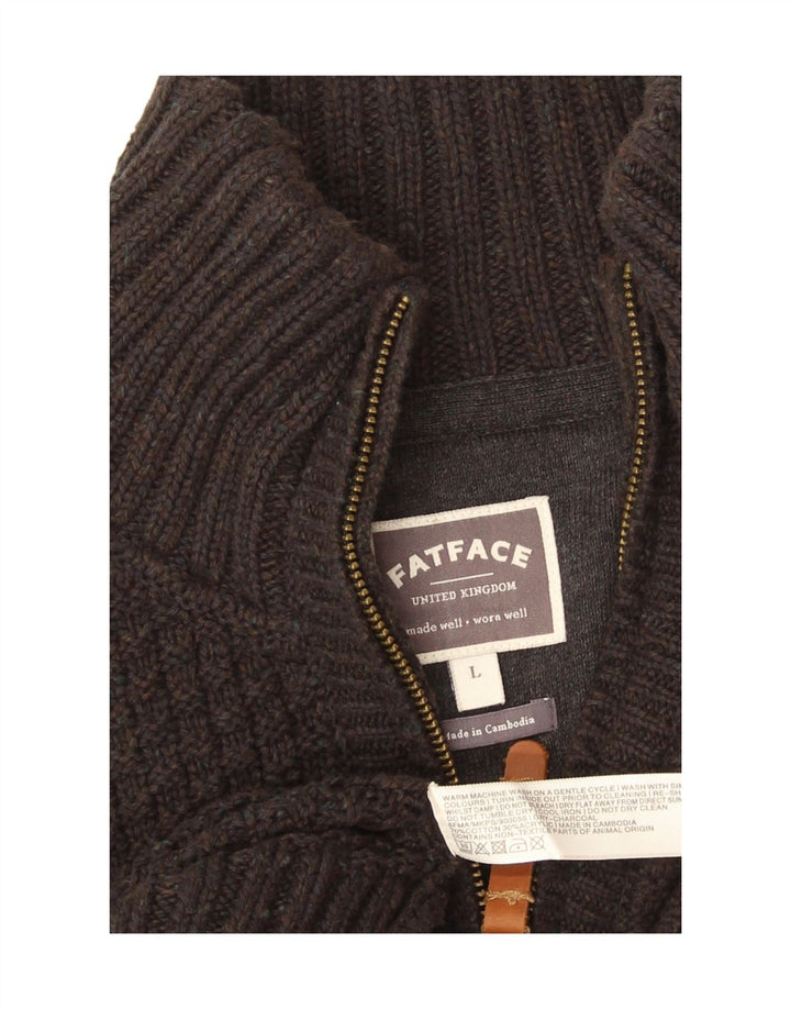 Fat Face Pull col zippé pour homme en coton gris Taille L