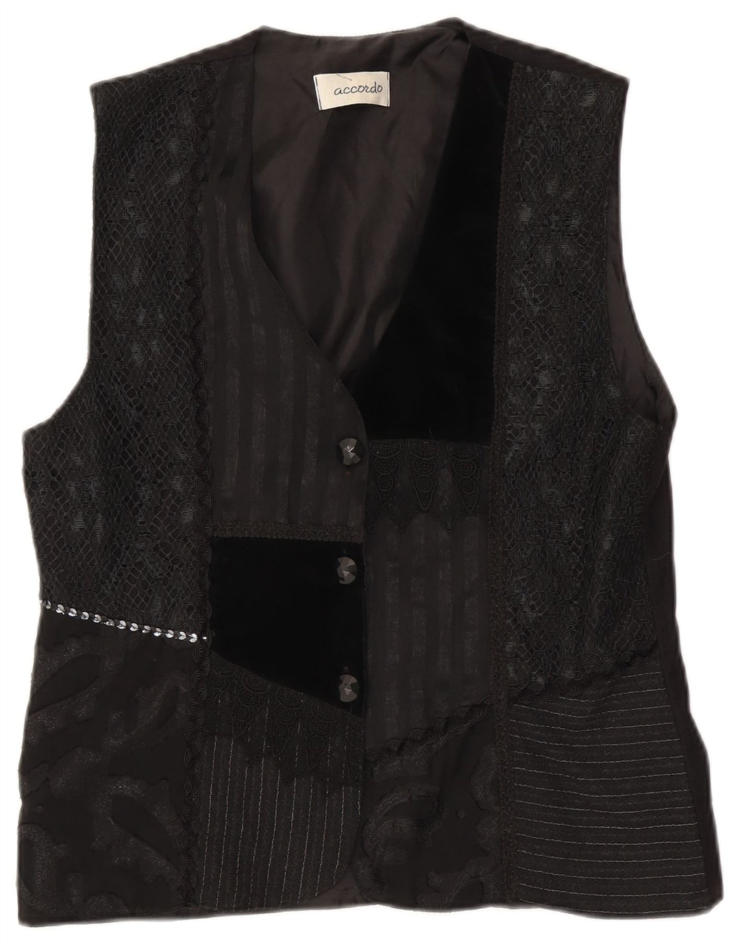 ACCORDO Gilet Femme UK 44 Moyen Noir Patchwork