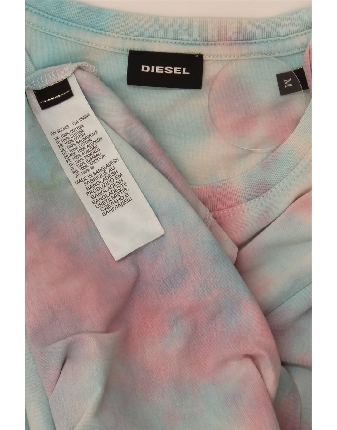 Diesel T-Shirt Graphique Haut Moyen Multicolore Tie Dye Coton Homme