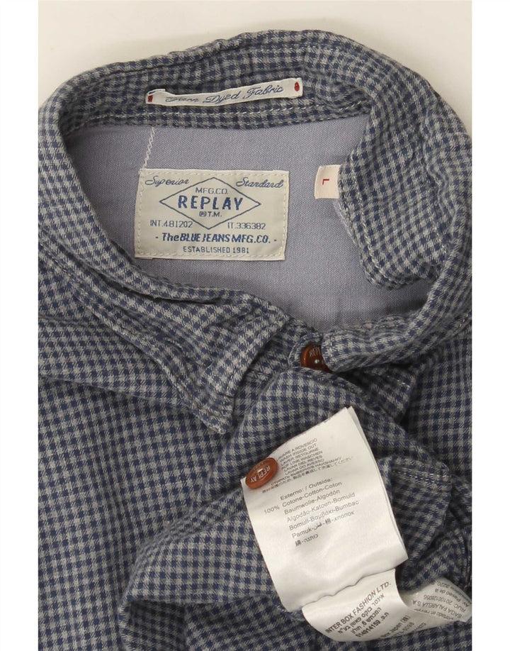 Replay Chemise Flanelle Homme Grand Bleu Vichy Coton