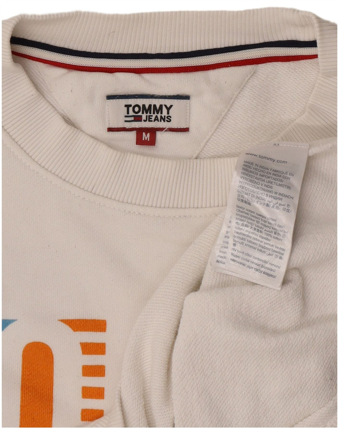 Tommy Hilfiger Sweat-shirt graphique pour femme UK 14 Blanc moyen