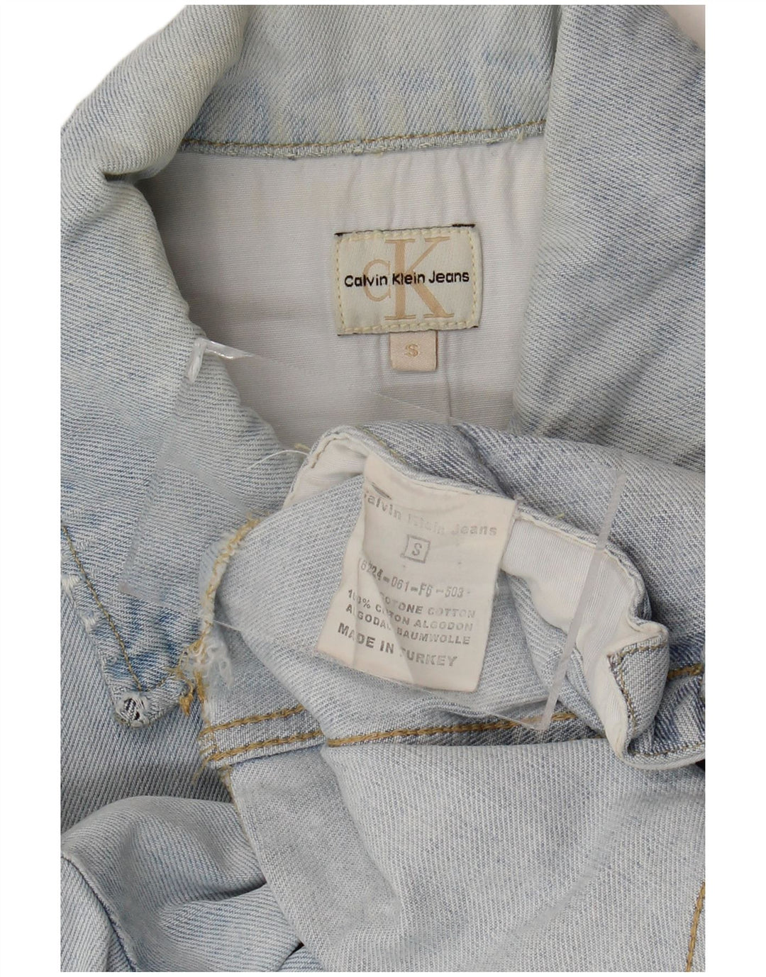 Calvin Klein Jeans Veste en jean pour femme UK 10 Petit coton bleu