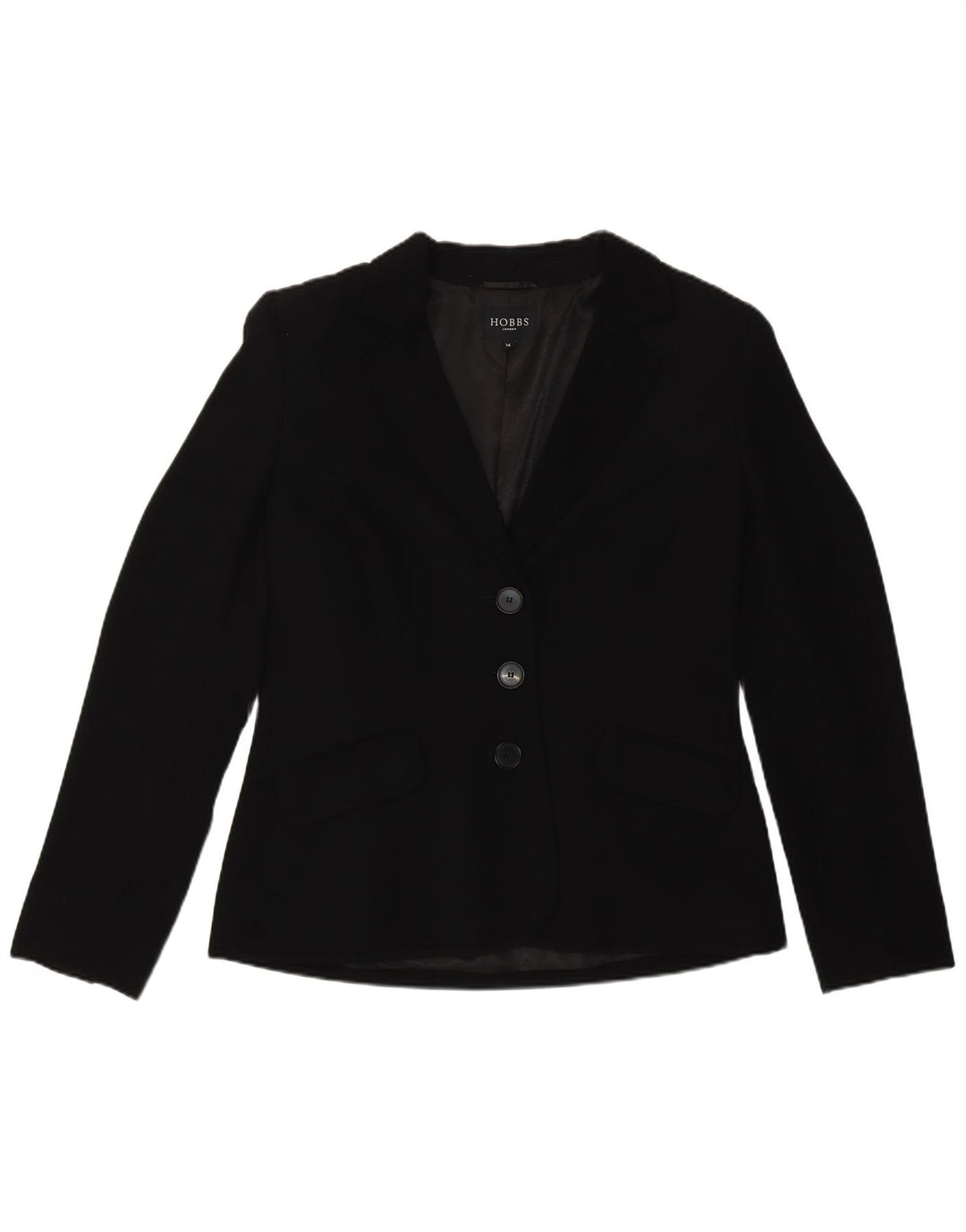 Hobbs Veste Blazer 3 Boutons Femme UK 14 Grand Noir Polyester