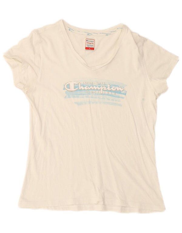 CHAMPION T-shirt graphique Heritage Fit pour femme UK 18 XL Blanc
