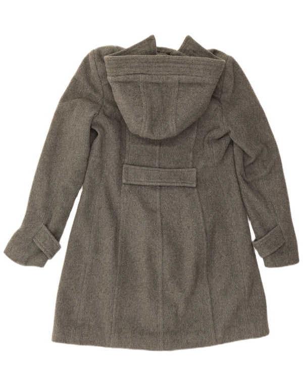 vintage Femme À Capuchon Duffle Coat IT 44 Laine Gris Moyen