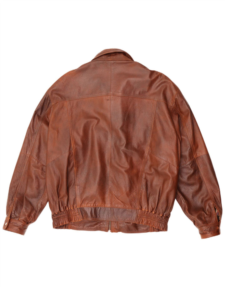 Mondial Veste en cuir coupe ample pour homme UK 38 Marron moyen