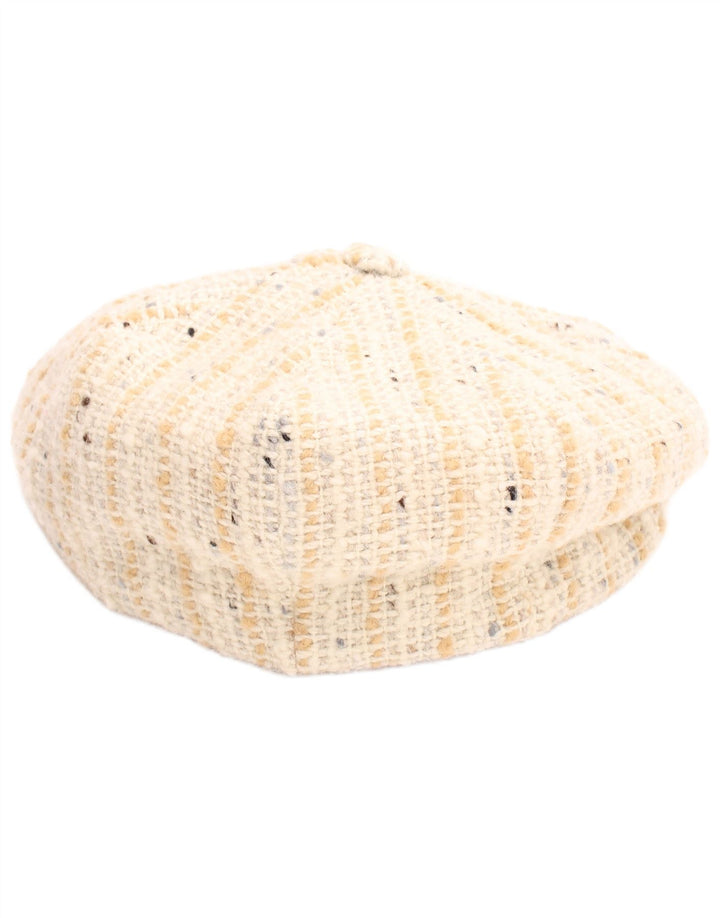 DONEGAL Casquette Plate Femme Large Beige à Chevrons Laine Vierge
