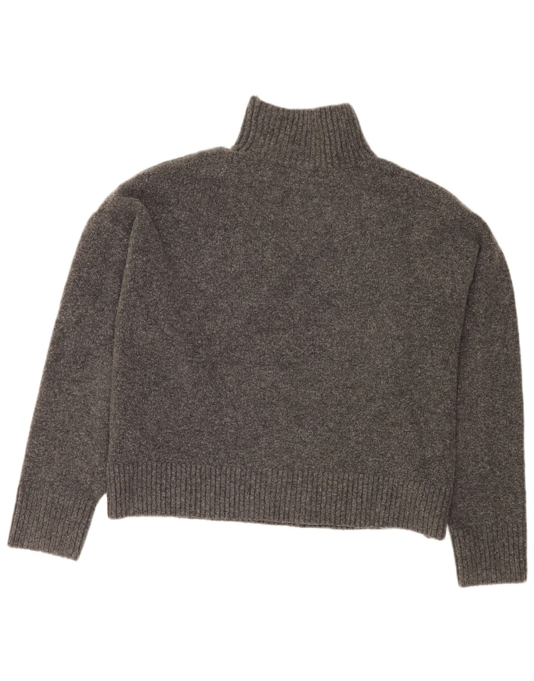 Zara Pull court surdimensionné à col roulé pour femme UK 16 Large Gris