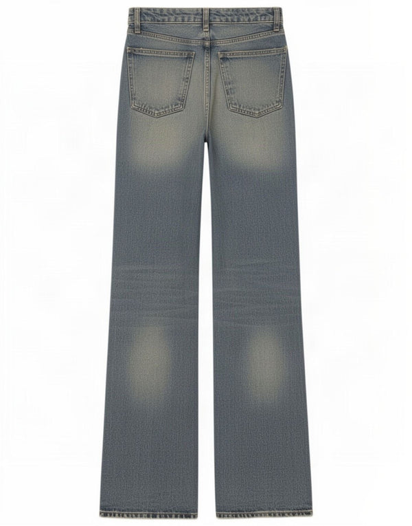 Zara Jean taille haute à jambe large pour femme EU 32 2XS W22 L35 Bleu Coton