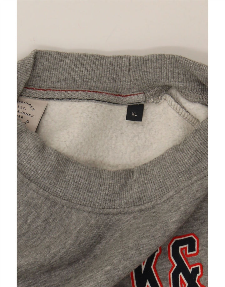 JACK & JONES Mens Graphic Sweatshirt Jumper XL Grey Cotton Vintage Jack & Jones and Second-Hand Jack & Jones from Messina Hembry 