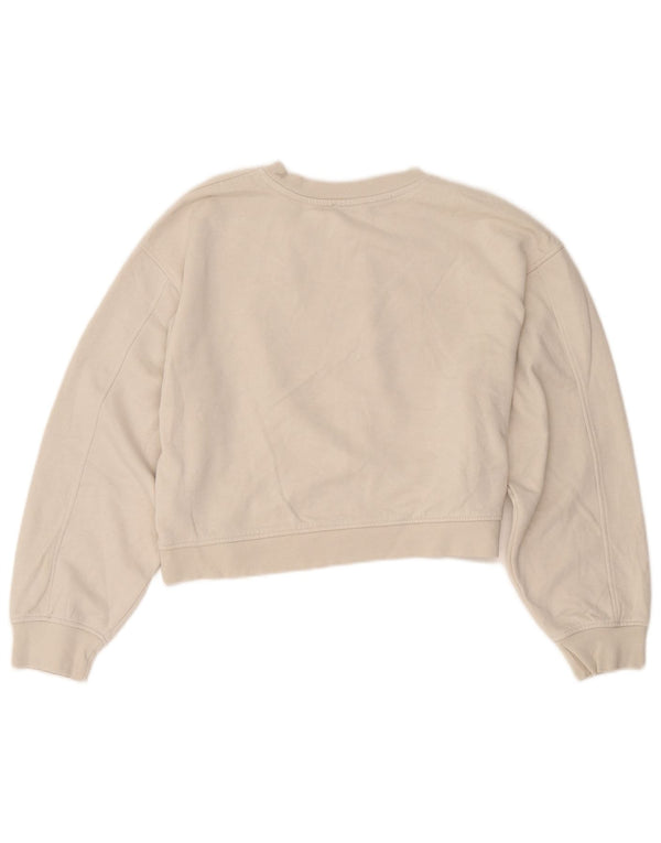 Zara Womens Crop Sweatshirt Jumper UK 16 Grand Coton Beige