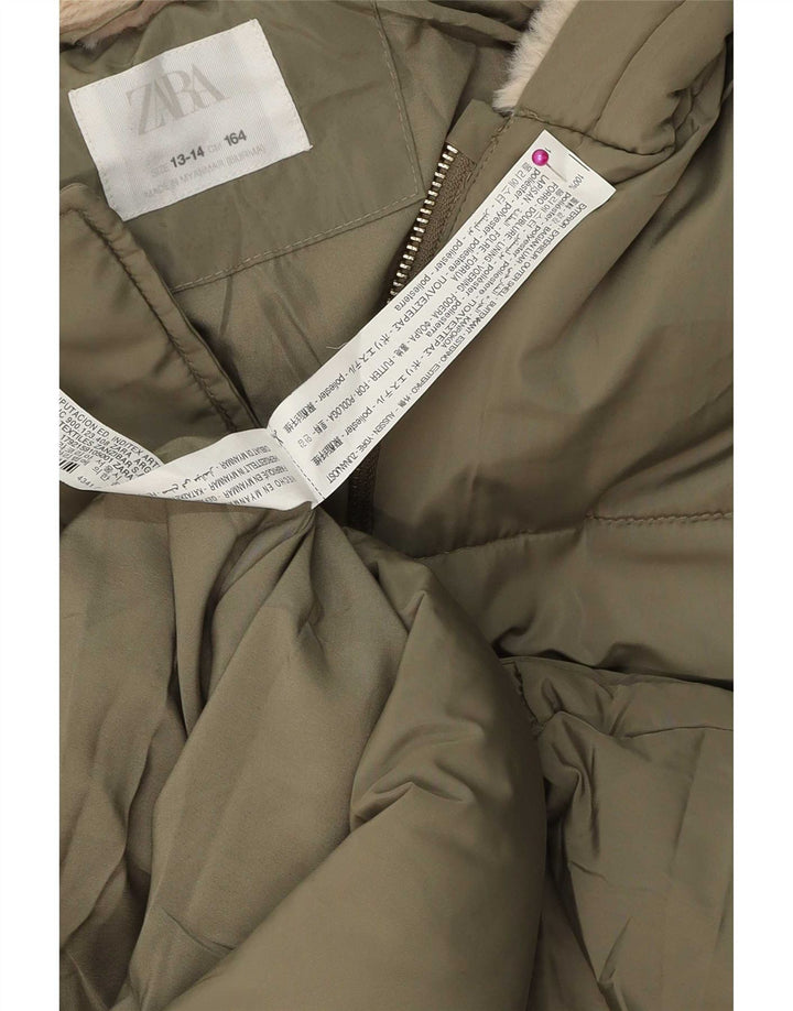 Veste matelassée à capuche fille Zara 13-14 ans Vert Polyester