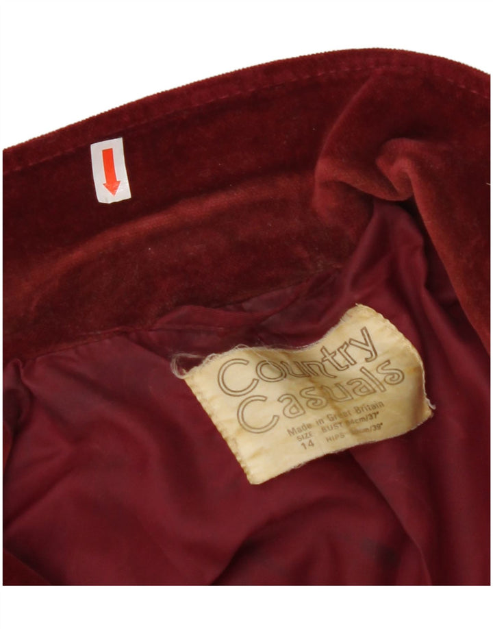 COUNTRY CASUALS Veste blazer en velours à 2 boutons pour femme UK 14 Large Bordeaux