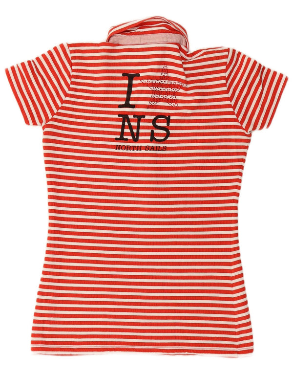 NORTH SAILS Polo graphique pour femme UK 10 petit rouge rayé