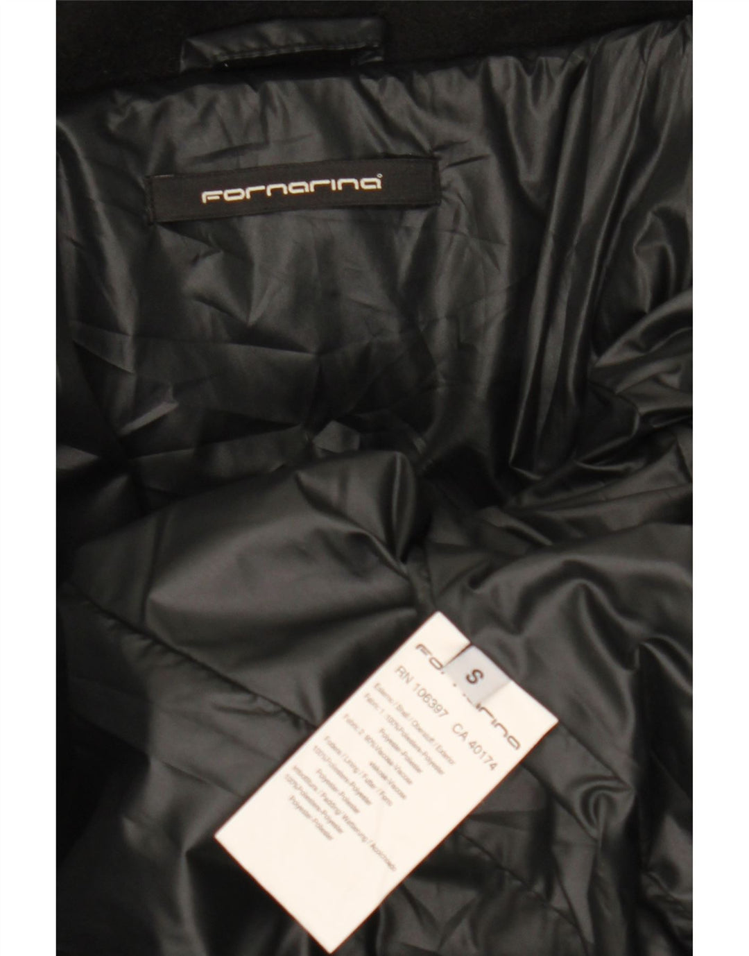 Fornarina Manteau rembourré pour femme UK 10 Petit Noir Polyester